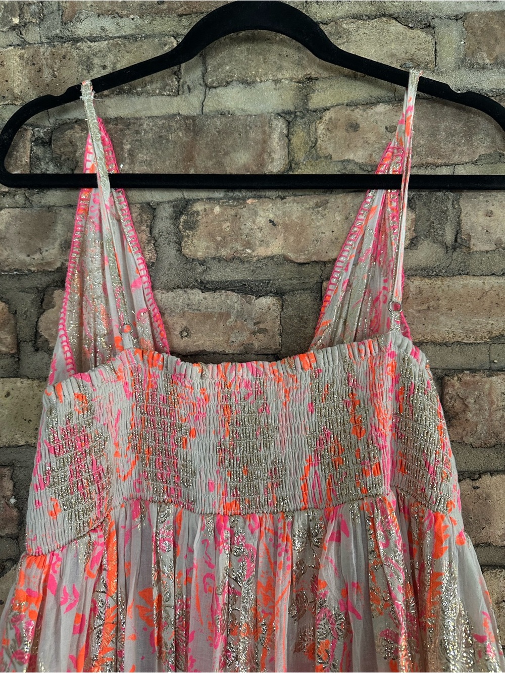 Ranees Tassel Cotton Maxi Sundress with Neon Pink Paisley Print - Picture 6 of 6